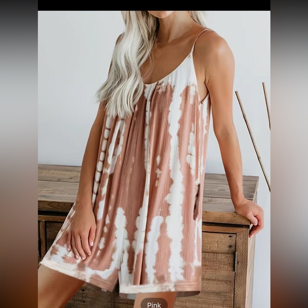 BOHO TIE DYE PINK ROMPER SHORTS NWT
